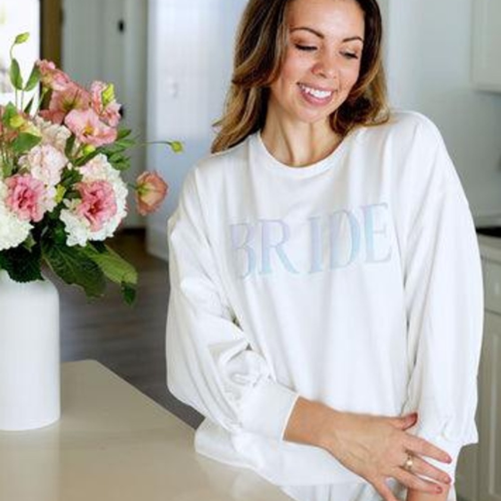 NWT Bride Sweatshirt sequin letters Mary Square